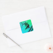 Polynesische geïnspireerde schildpad en haai vierkante sticker (Envelop)