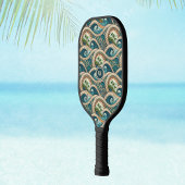 Polynesische golven en palmbomen Retro monogram Pickleball Paddle