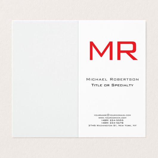 Polynesische monogram rood-wit-minimalist visitekaartje (Buitenkant ongevouwen)