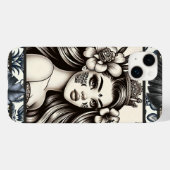 Polynesische Prinses Blauw Bloemen Tribal Case-Mate iPhone Case (Achterkant (horizontaal))