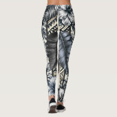 Polynesische Prinses Blauw Bloemen Tribal Leggings (Achterkant)