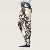 Polynesische Prinses Blauw Bloemen Tribal Leggings (Links)