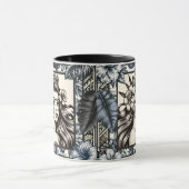 Polynesische Prinses Blauw Bloemen Tribal Mok (Midden)