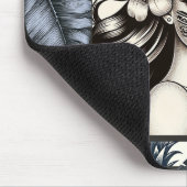 Polynesische Prinses Blauw Bloemen Tribal Muismat (Hoek)