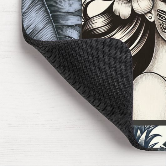 Polynesische Prinses Blauw Bloemen Tribal Muismat (Hoek)