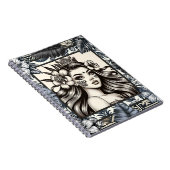 Polynesische Prinses Blauw Bloemen Tribal Notitieboek (Rechterzijde)