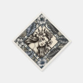 Polynesische Prinses Blauw Bloemen Tribal Servet (Hoek)