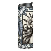 Polynesische Prinses Blauw Bloemen Tribal Thermosbeker (Gedraaid links)