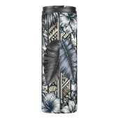 Polynesische Prinses Blauw Bloemen Tribal Thermosbeker (Achterkant)