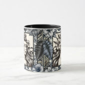 Polynesische Prinses Blauw Bloemmotief Stam- Mok (Midden)