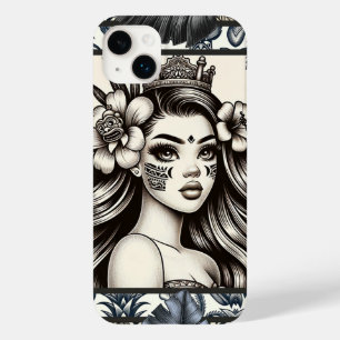 Polynesische Prinses Blauwe Bloem Tribal Case-Mate iPhone 14 Plus Hoesje