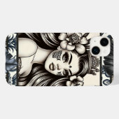 Polynesische Prinses Blauwe Bloem Tribal Case-Mate iPhone Case (Achterkant (horizontaal))