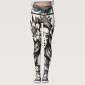 Polynesische Prinses Blauwe Bloem Tribal Leggings (Voorkant)