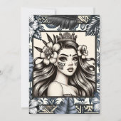 Polynesische Prinses Blauwe Bloem Tribal Sweet 16  Kaart (Achterkant)
