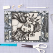 Polynesische Prinses Blauwe Bloem Tribal Tissuepapier (Craft)