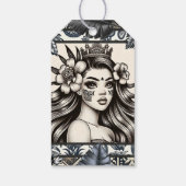 Polynesische Prinses Blauwe Bloem Tribale Verjaard Cadeaulabel (Achterkant)