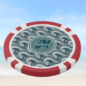 Polynesische strandgolven en bloemen oceaanpatroon poker chips