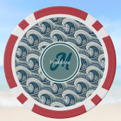 Polynesische strandgolven en bloemen oceaanpatroon poker chips