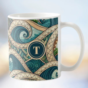 Polynesische Tropische Golf Palmboom Patroonnaam Koffiemok