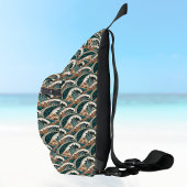 Polynesische tropische golven Palmboom Monogram Sling Bag