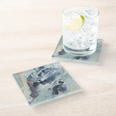 Polyphonic Zee - blauw Glazen Onderzetter (Schuin)