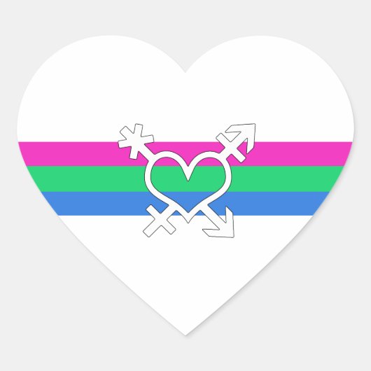 Polyseksuele geaardste vlag hart sticker (Voorkant)