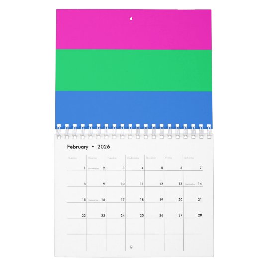 Polyseksuele geaardste vlag kalender (Feb 2026)