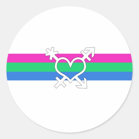 Polyseksuele geaardste vlag ronde sticker (Voorkant)
