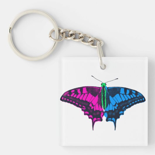 Polyseksuele geaardste vlag Swallowtail Butterfly Sleutelhanger (Voorkant)