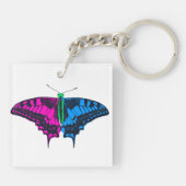 Polyseksuele geaardste vlag Swallowtail Butterfly Sleutelhanger (Achterkant)