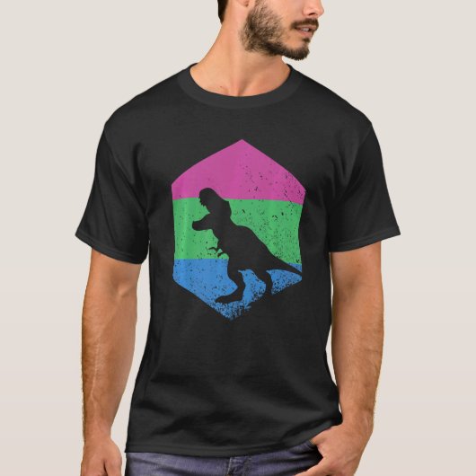 Polyseksuele Pride Flag Dinosaur Polyseksueel T-shirt (Voorkant)
