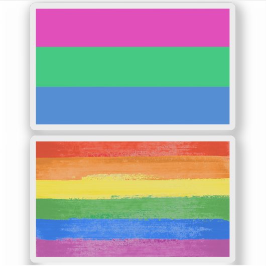 Polyseksuele Pride Vlag Sticker (Voorkant)
