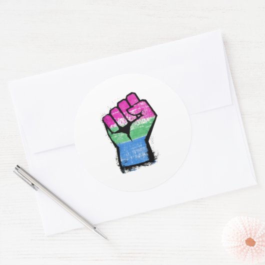 Polyseksuele protestlijst ronde sticker (Envelop)