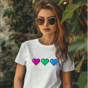 Polyseksuele vlag Pixel Hart T-shirt