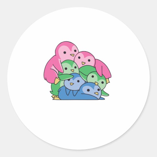 Polyseksuele vlag Pride Lgbtq Cute Penguin Ronde Sticker (Voorkant)