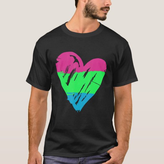 Polysexual Pride Heart Flag 2 T-shirt (Voorkant)