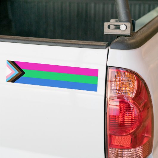 Polysexual Progress Pride vlag Bumpersticker (Op Truck)
