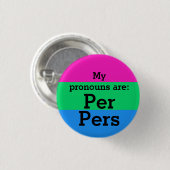 Polysexualiteit Vlag met Per/Pers Pronomen Knop Ronde Button 3,2 Cm (Voorkant /achterkant)