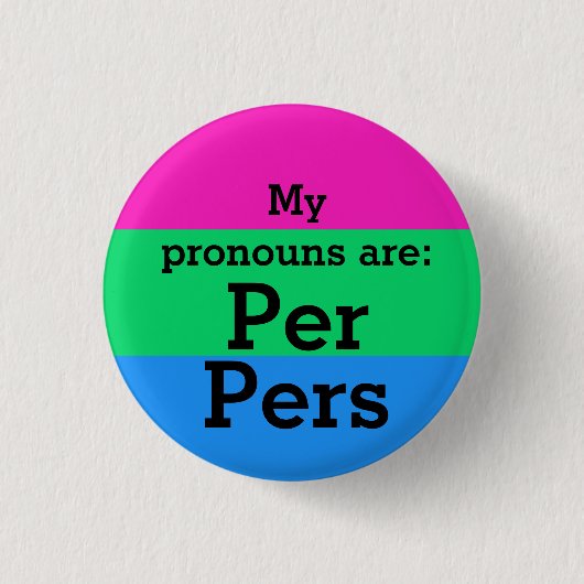 Polysexualiteit Vlag met Per/Pers Pronomen Knop Ronde Button 3,2 Cm (Voorkant)