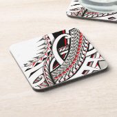 polytat tribale tatau spearhead rode krijger symbo drankjes onderzetter (Linkerzijde)