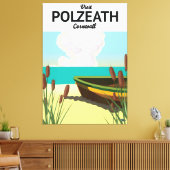 Polzeath, Cornwall reisposter aan zee Canvas Afdruk (Insitu (Woonkamer))