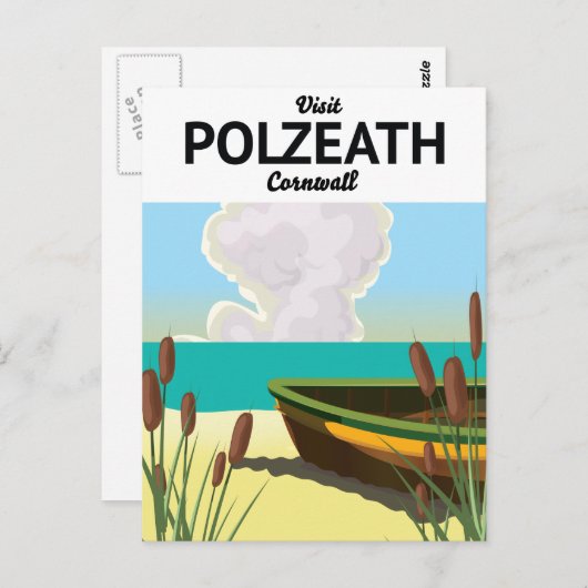 Polzeath, Cornwall Seaside reisposter Briefkaart (Voorkant / Achterkant)