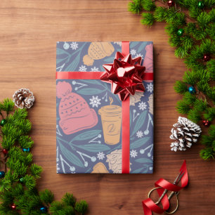 Pom Beanie Coffee Kerstfeestdag Cadeaupapier