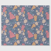 Pom Beanie Coffee Kerstfeestdag Cadeaupapier (Vlak)