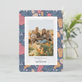 Pom Beanie Coffee Kerstfeestdag Fotokaart Kaart (Staand voorkant)