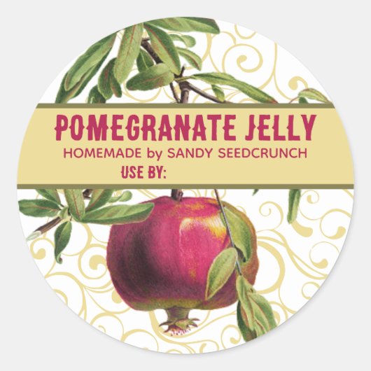 Pom granaatappel gepersonaliseerd fruit inblikken  ronde sticker (Voorkant)