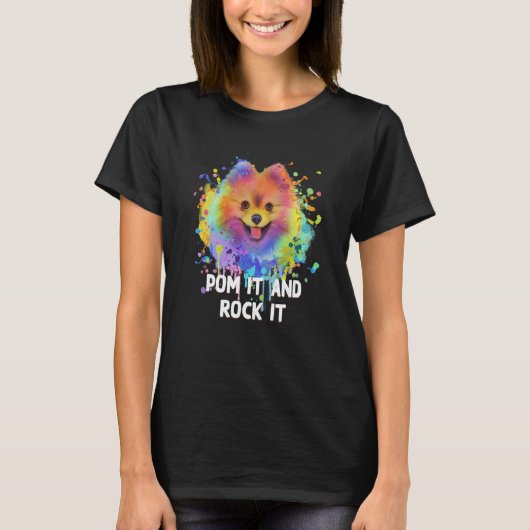 Pom It and Rock It Pomeranian Humor Pom Pom Dog  1 T-shirt (Voorkant)