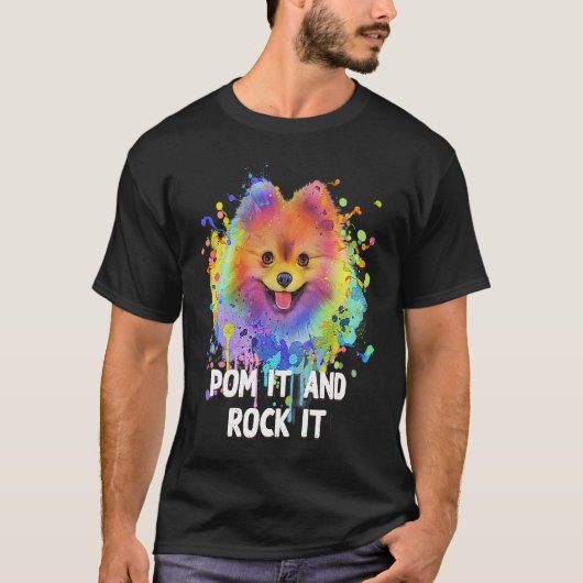 Pom It and Rock It  Pomeranian Humor Pom Pom Dog T-shirt (Voorkant)