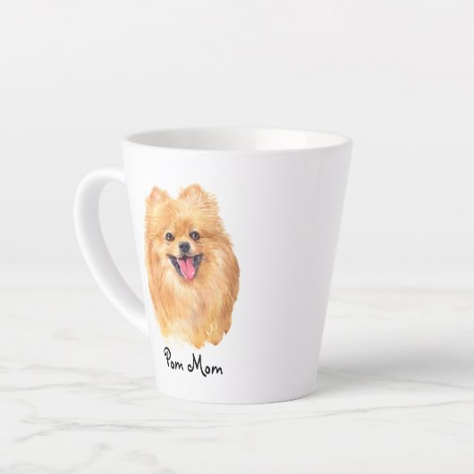 Pom Ma heeft Pommeren geïllustreerd Latte Mok (Linkerhoek)