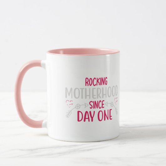 POM MOM Schattige Pompom Typografie Twee Tons Mok (Links)